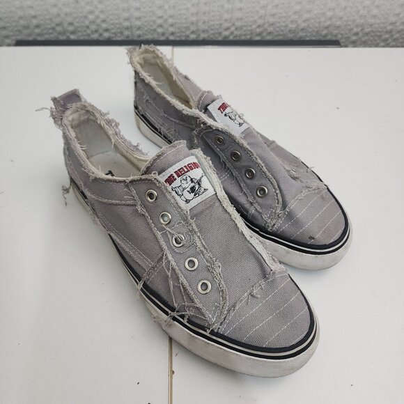 True Religion Korey Slip On Sneaker Grey Women’s Size 8 Gray Distressed Canvas - Picture 4 of 13